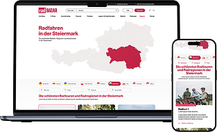 Radtouren auf Radbazar am Laptop und Smartphone
