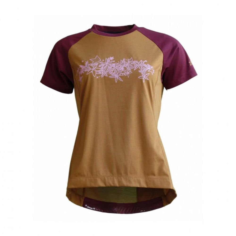 Zimtstern PureFlowz Shirt SS Wmns Golden Brown / Windsor Wine - S