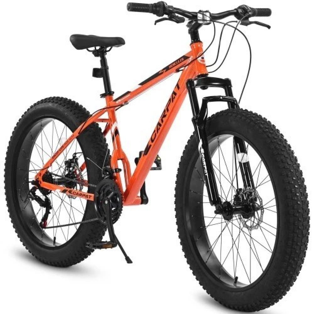 26 Inch Fat Tire Bike, Full Shimano 21 Speeds Mountain Bicycle, Dual Disc Brakes