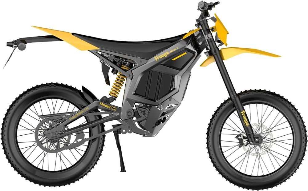 Freego N5 Electric Dirt Bike for Adults,72V 40Ah Battery,8000W Peak Mid-Drive Motor, Up to 53 MPH,19″/18″ Tires