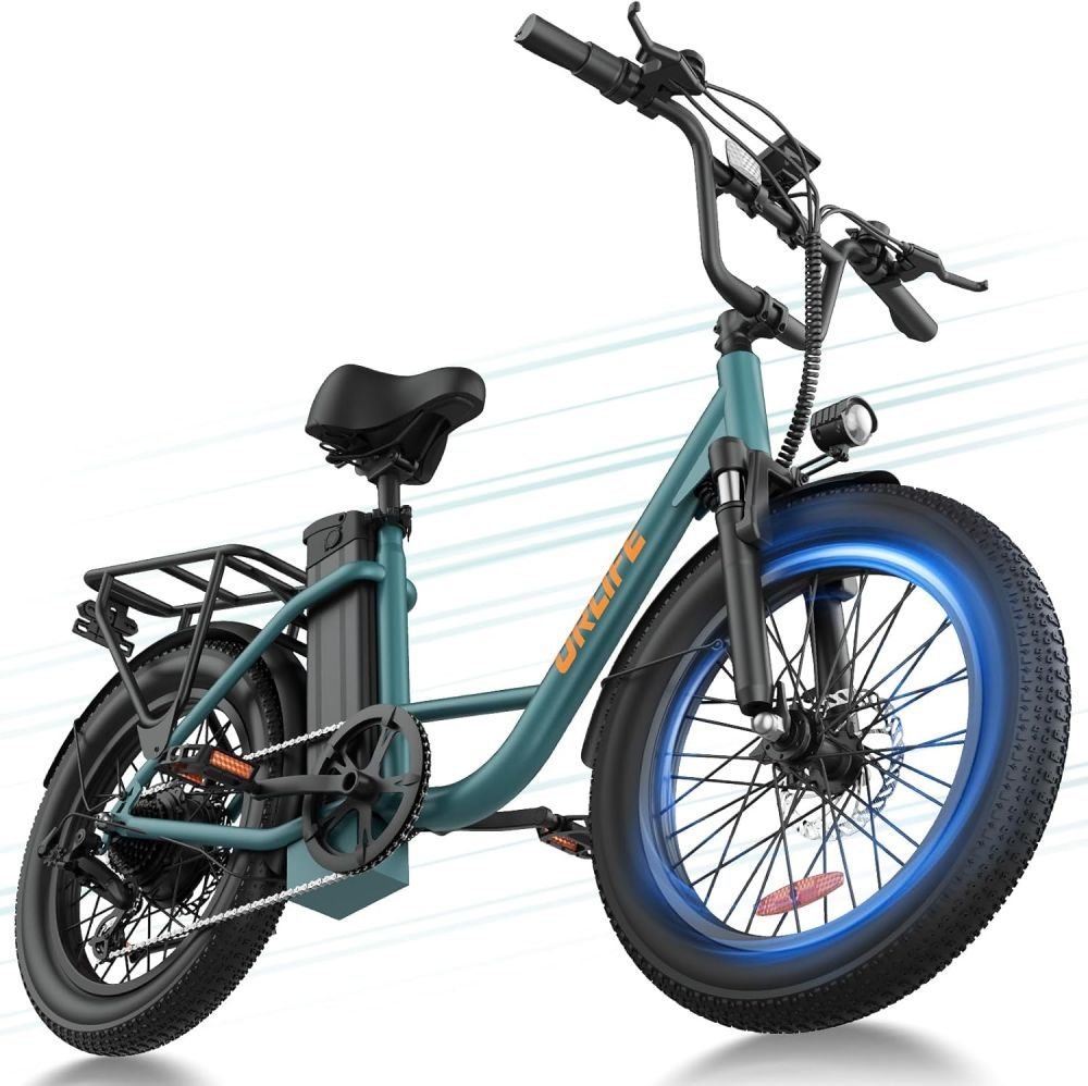 URLIFE 20"*3.0 Fat Tire Electric Bike for Adults, 48V Removable Battery, 80-Mile, 7-Speed &amp; Suspension