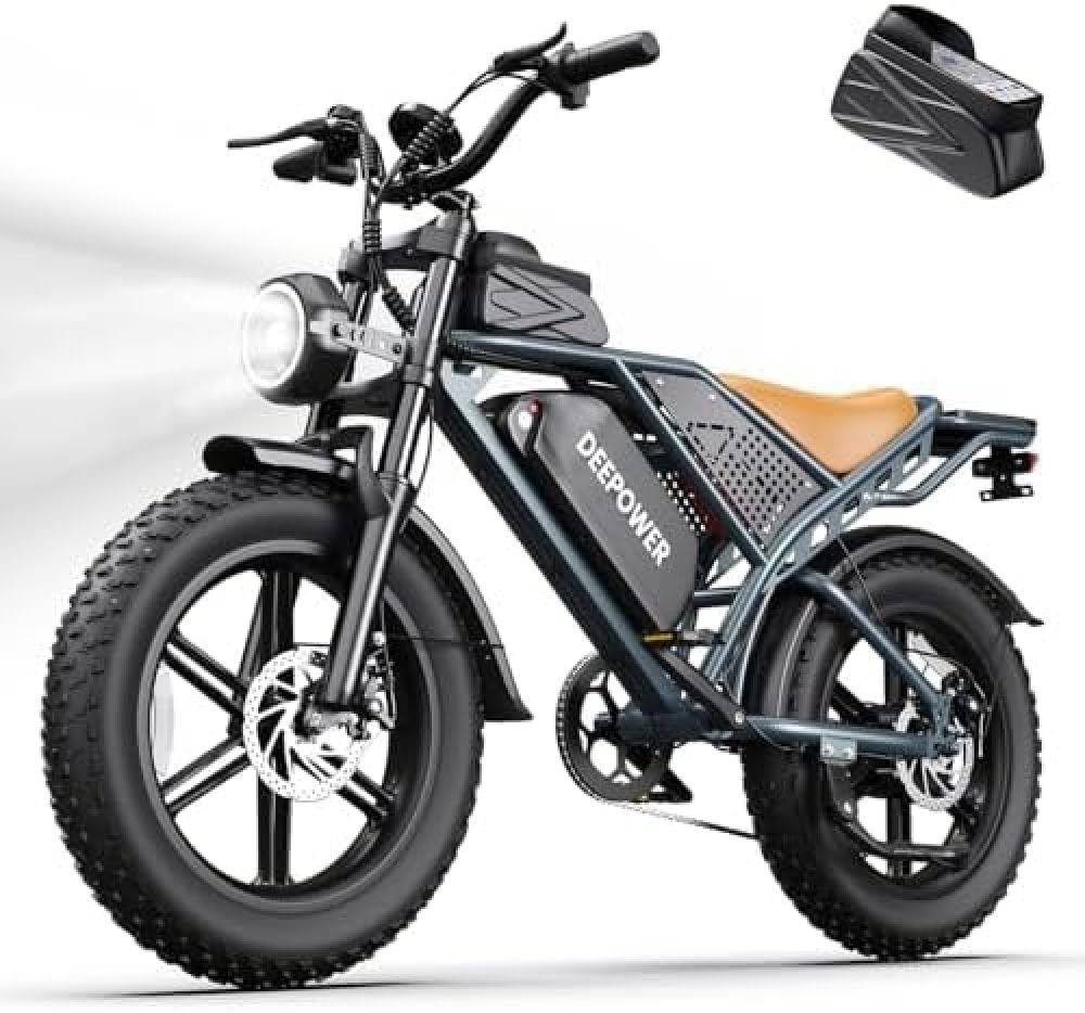 DEEPOWER Electric Bike for Adults,1500W Peak Motor 30MPH Electric Dirt Bike,Dual Suspension Ebikes for Adults