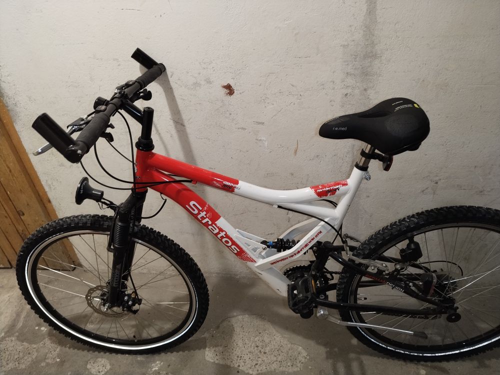Stratos Mountainbike 26 Zoll weiß rot, 18 Gänge
