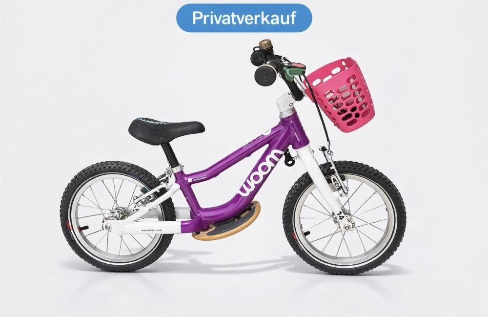 Woom 1 Plus Kinderlaufrad 14 Zoll - Top Zustand mit Korb