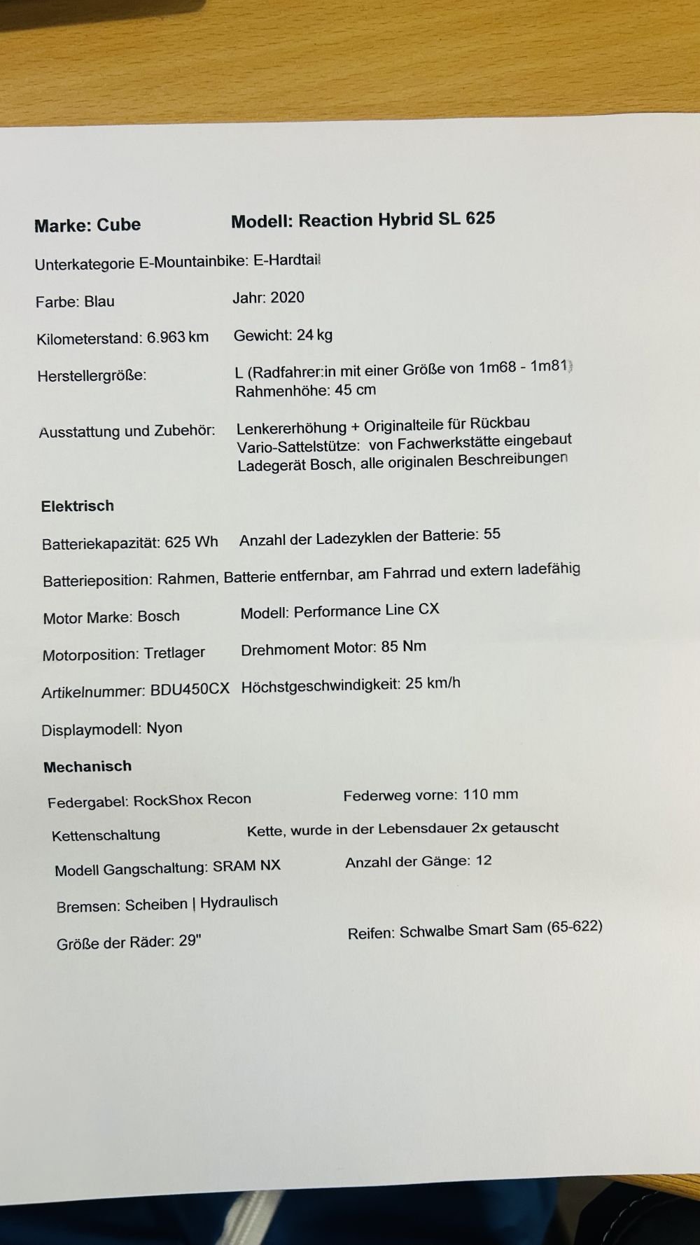 E Mountainbike Cube Reaction Hybrid SL, 625 Wh Akku