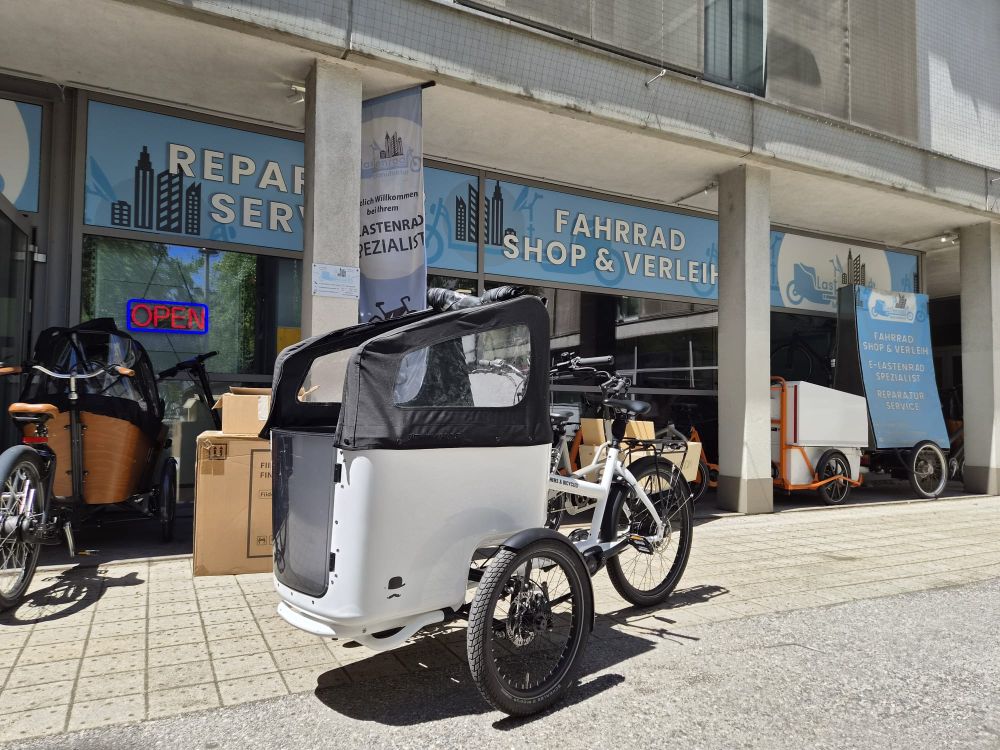 Butchers n Bicycles Mk1-E Lastenrad Cargo Bike Kinder Transporter Lastenfahrrad Dreirad Elektro Viele Extras!