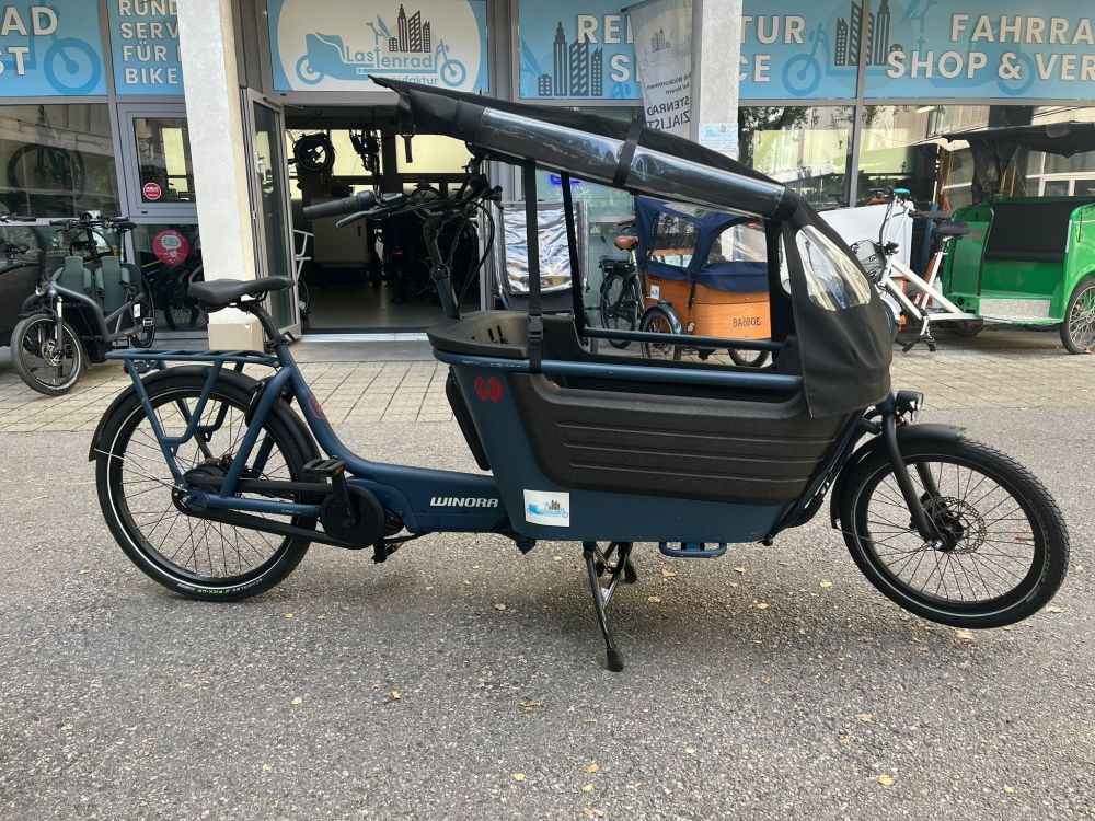 Refurbed Winora F.U.B. 2W Lastenrad Cargo Bike Kinder Transporter Lastenfahrrad Elektro Transporter Fahrrad